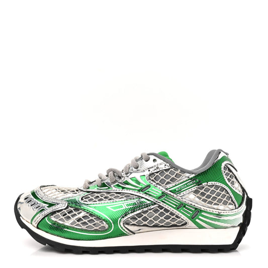 Bottega Venetafishnet Fabric Orbit Sneakers Green Silver