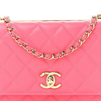 Quilted Lambskin Wallet Bag - Pink