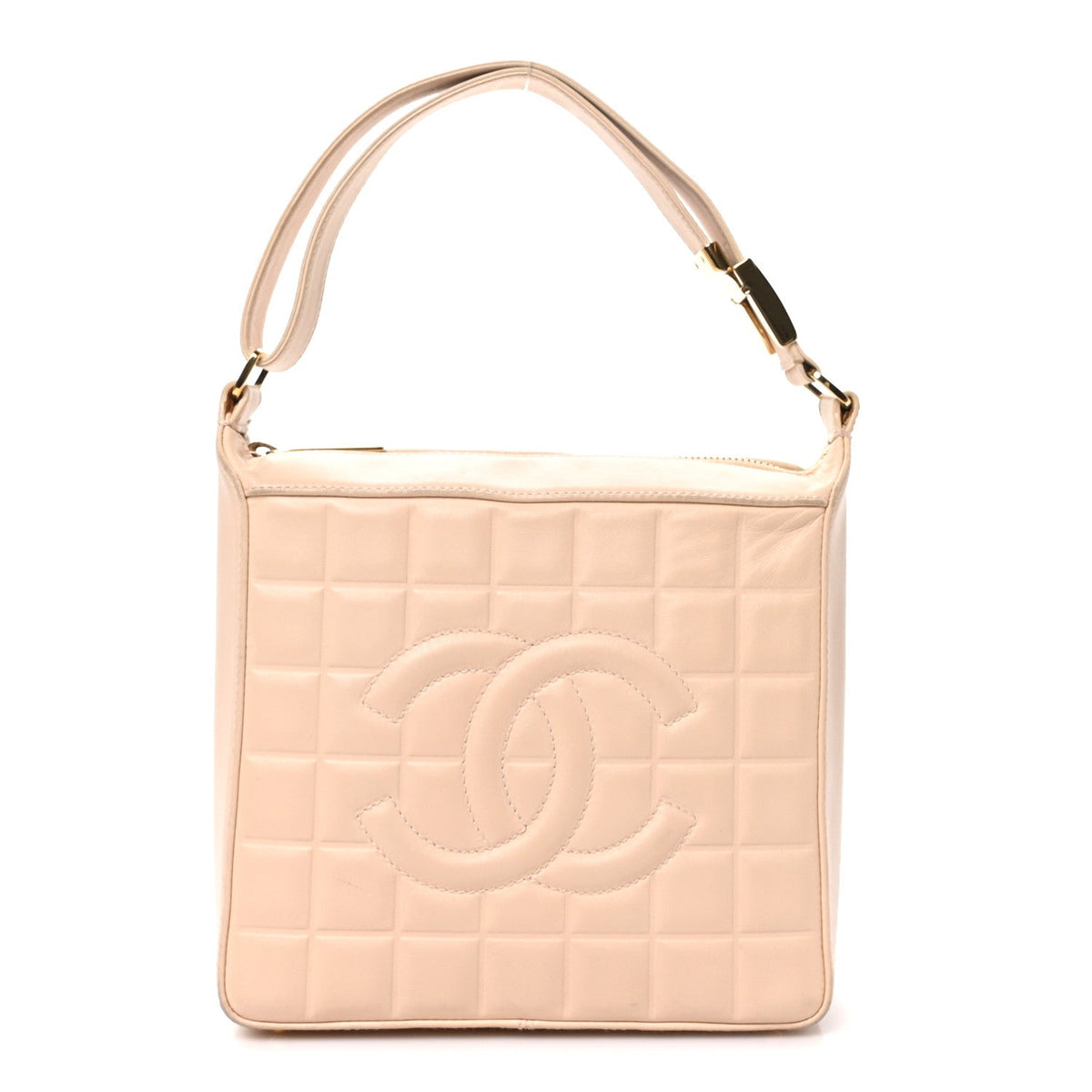 Small Quilted Lambskin Shoulder Bag - Chocolate