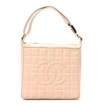 Small Quilted Lambskin Shoulder Bag - Chocolate