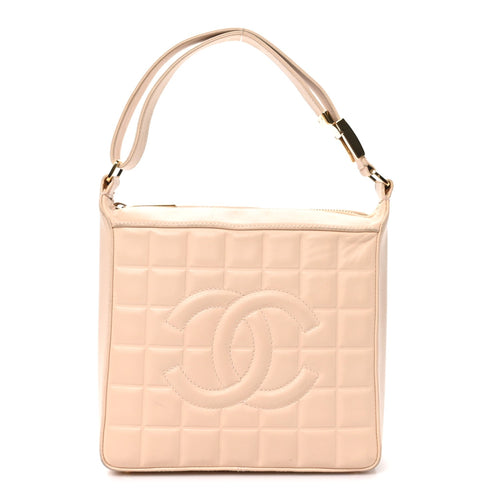 Small Quilted Lambskin Shoulder Bag - Chocolate