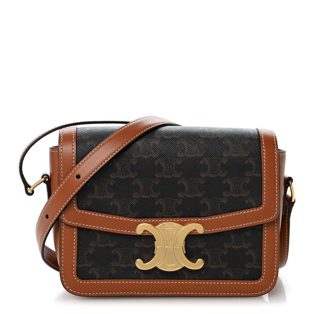 Calfskin Canvas Handbag - Tan