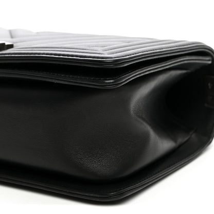 Medium Quilted Calfskin Flap Shoulder Bag - Black