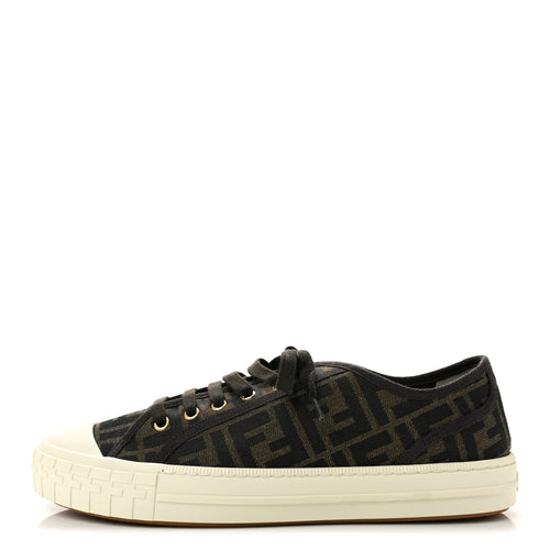 Fendifabric Jacquard Rubber Ff Domino Sneakers Tabacco Black