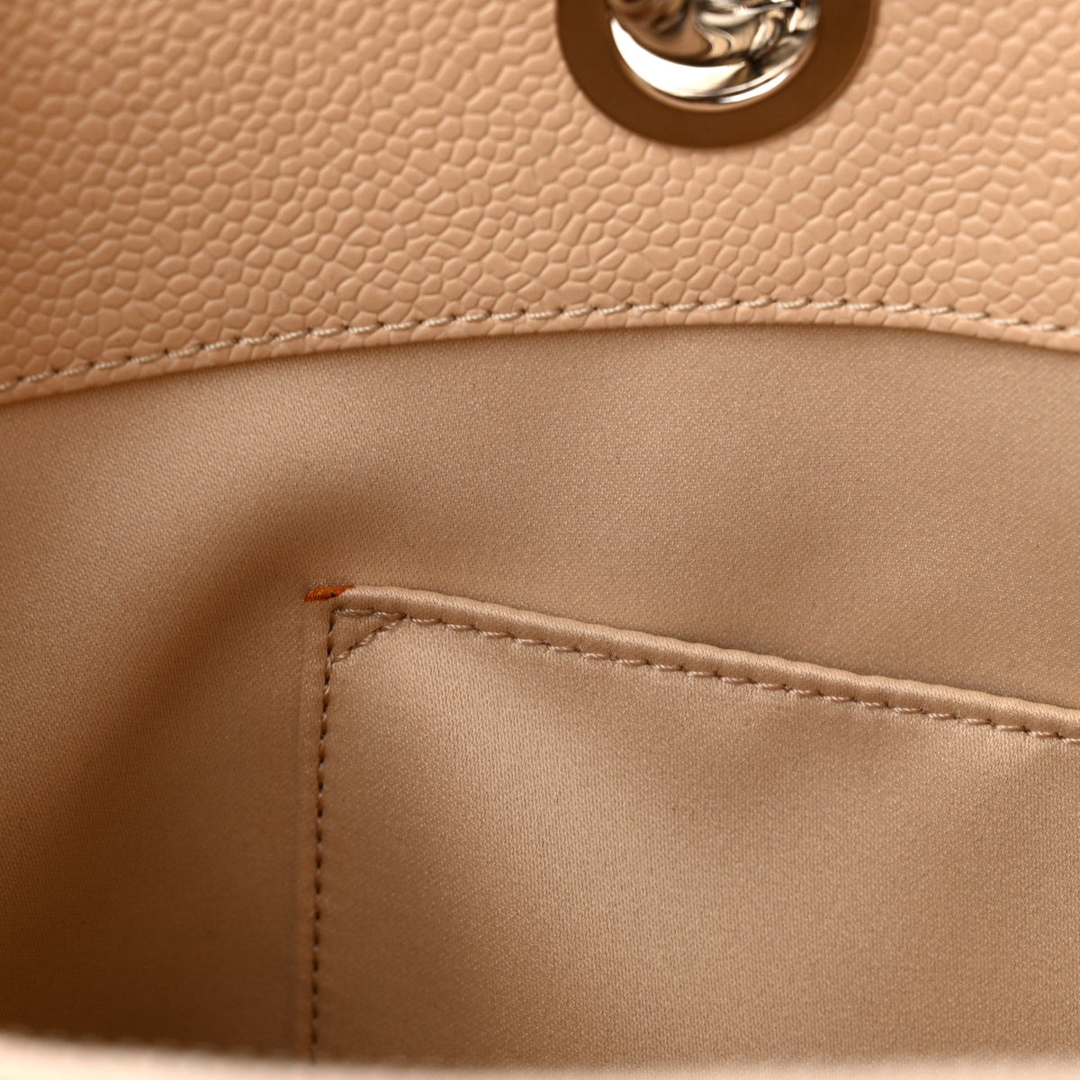 Quilted Caviar Tote Bag - Beige