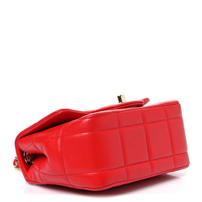 Mini Quilted Lambskin Flap Shoulder Bag - Red