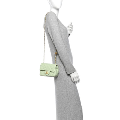 Mini Quilted Lambskin Flap Shoulder Bag - Light Green