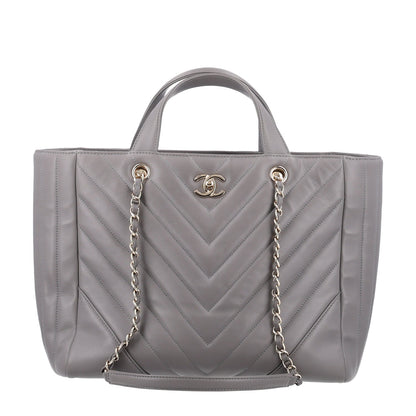 Large Quilted Calfskin Tote Bag - Grey