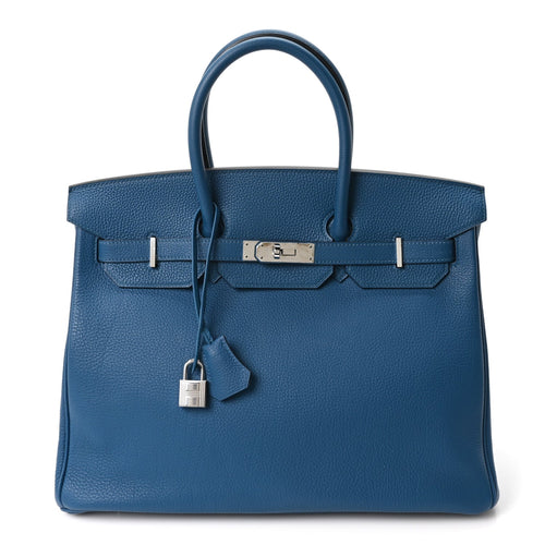 Togo Birkin 35 Bleu Izmir Handbag