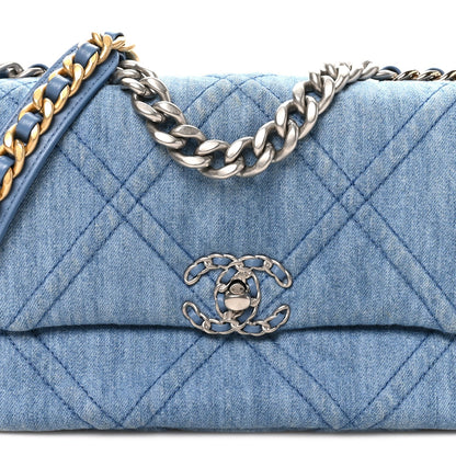 Medium Quilted Flap Shoulder Bag - Blue