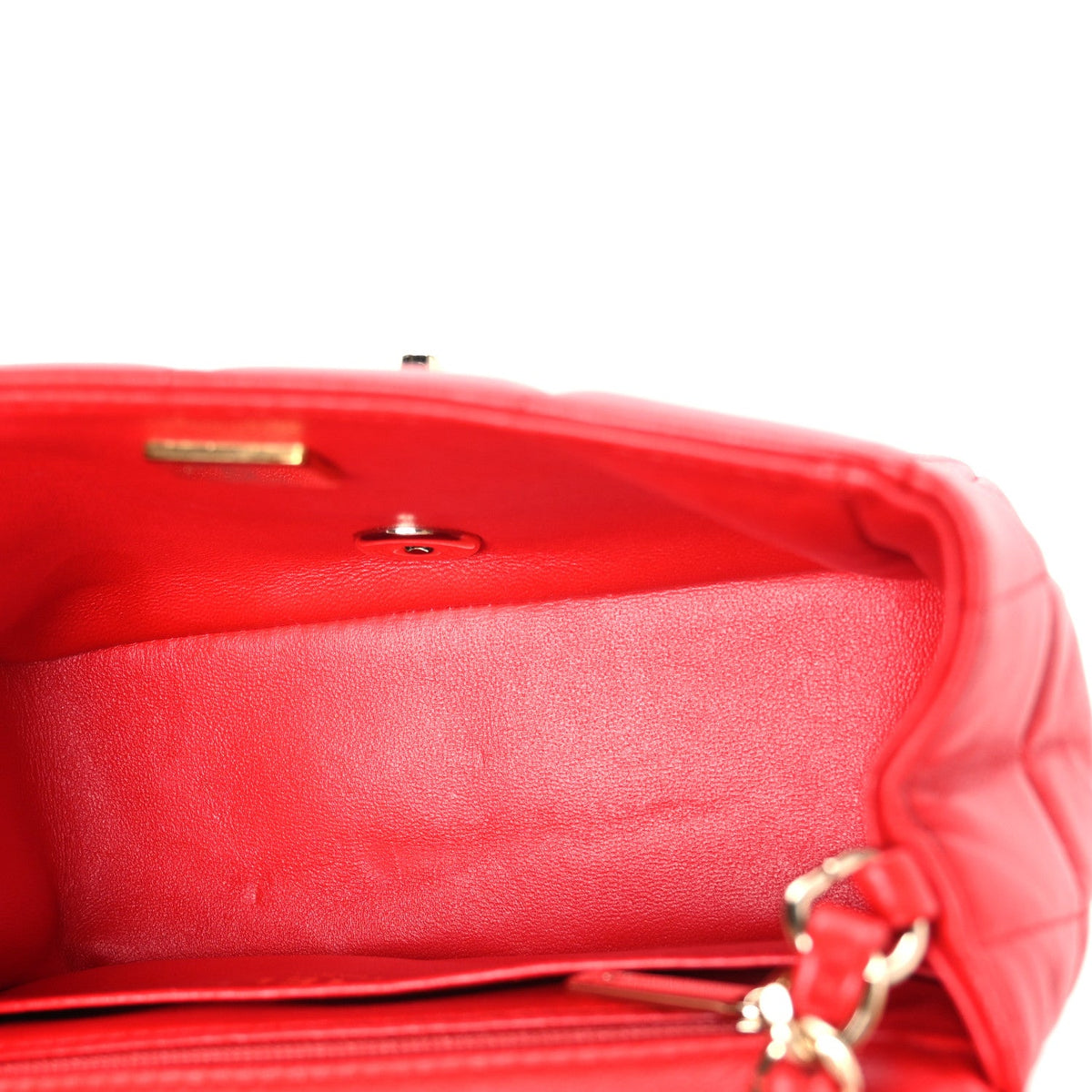 Mini Quilted Lambskin Flap Shoulder Bag - Red