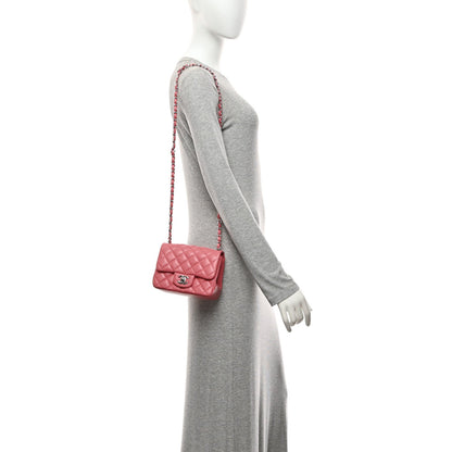 Mini Quilted Lambskin Flap Shoulder Bag - Pink