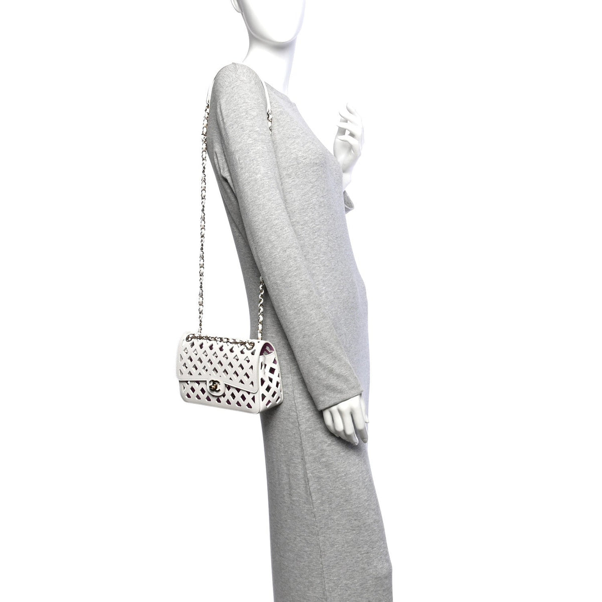 Small Lambskin Flap Shoulder Bag - White