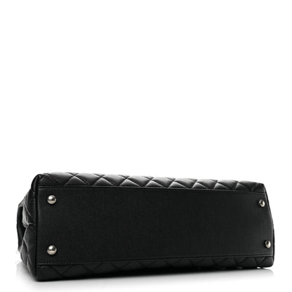 Medium Quilted Caviar Flap Shoulder Bag - Black