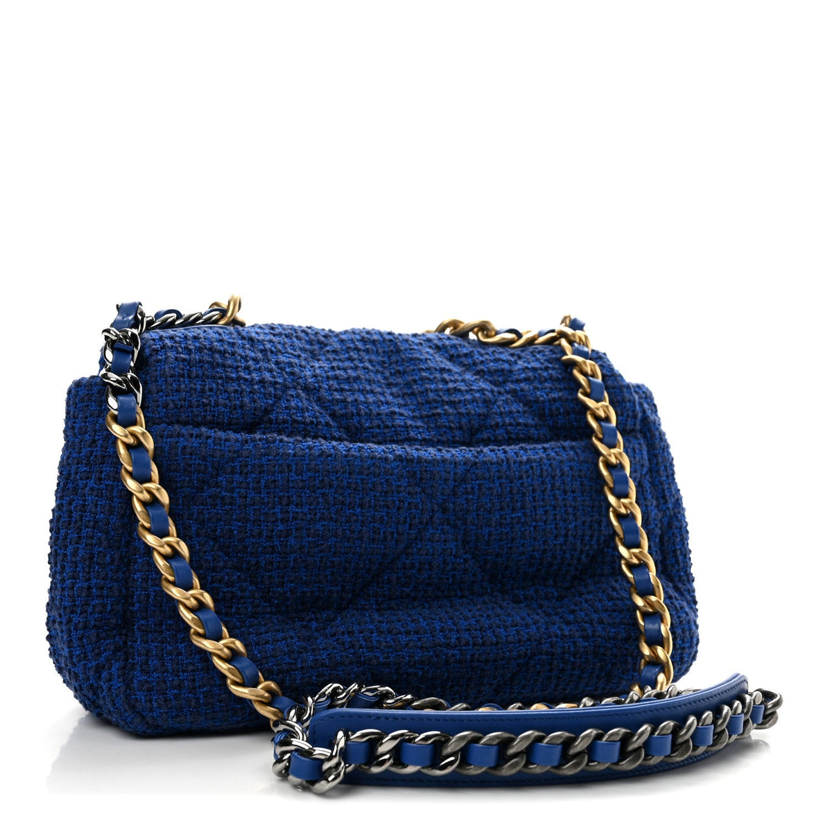 Large Quilted Flap Shoulder Bag - Blue