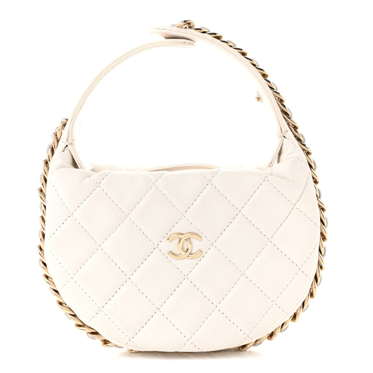 Quilted Lambskin Hobo Bag - White