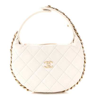 Quilted Lambskin Hobo Bag - White