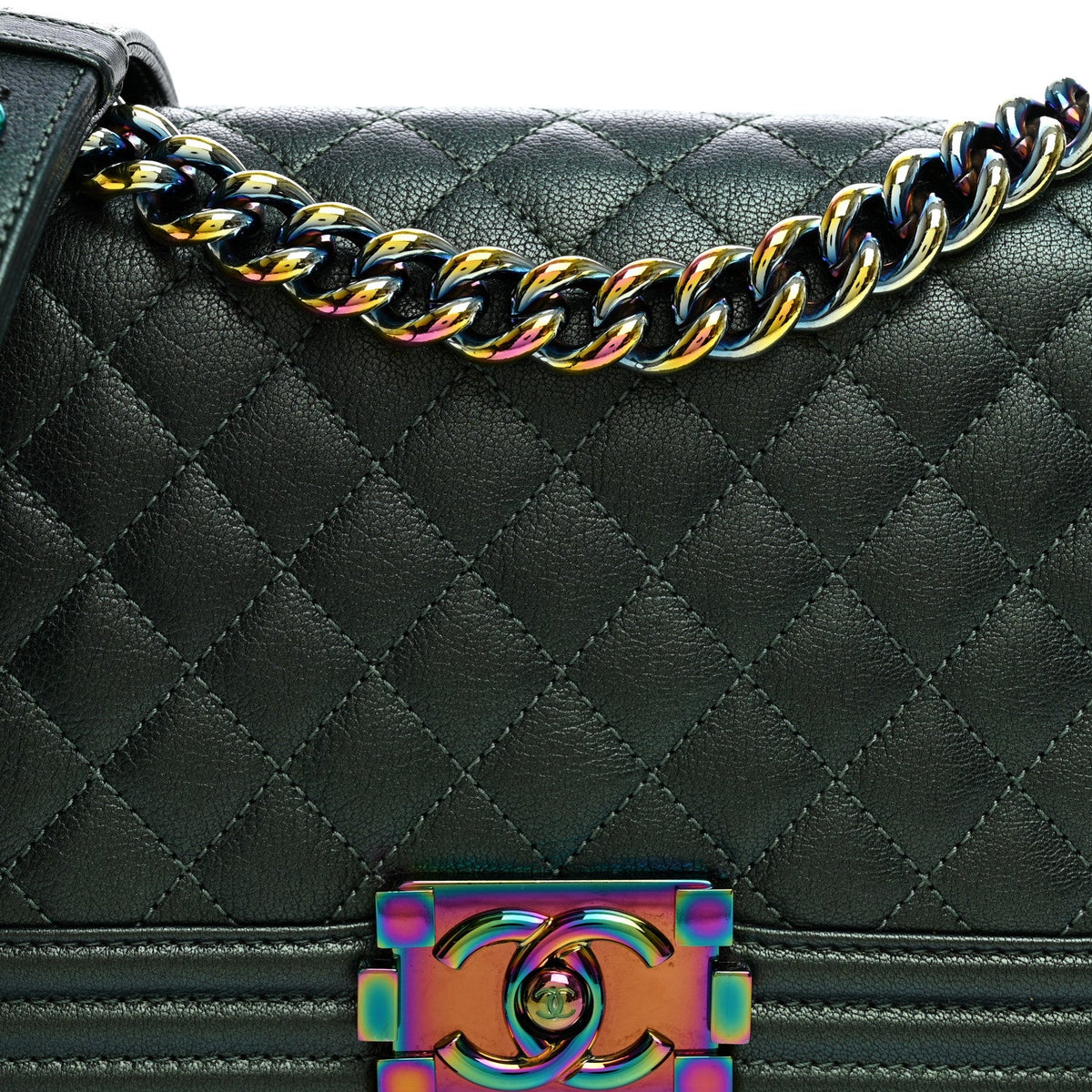 Medium Quilted Goatskin Flap Shoulder Bag - Green