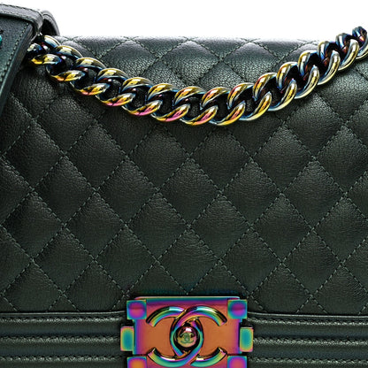 Medium Quilted Goatskin Flap Shoulder Bag - Green