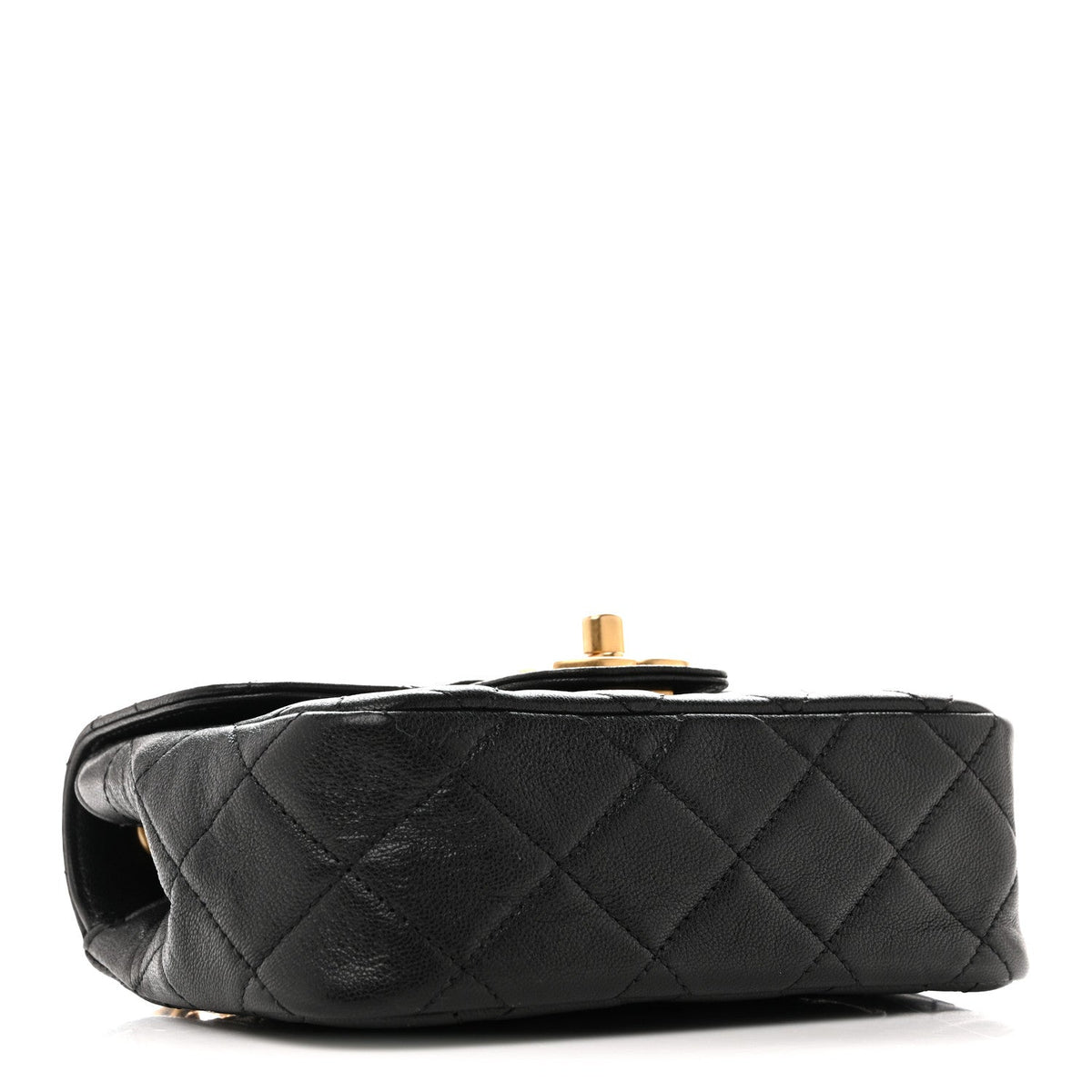 Mini Quilted Goatskin Flap Shoulder Bag - Black