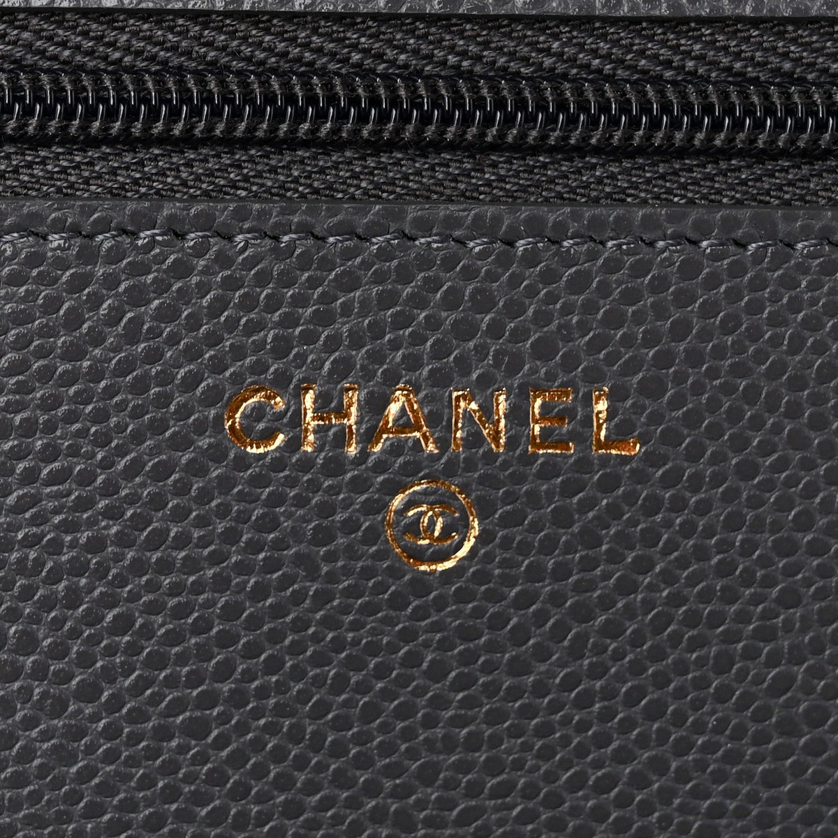 Quilted Caviar Wallet Bag - Grey