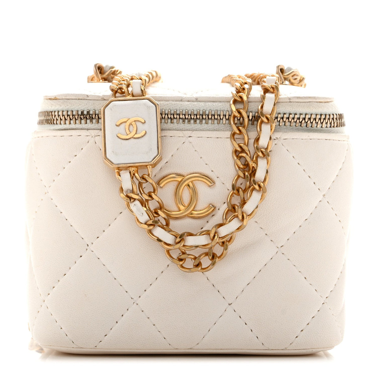Mini Quilted Lambskin Handbag - White