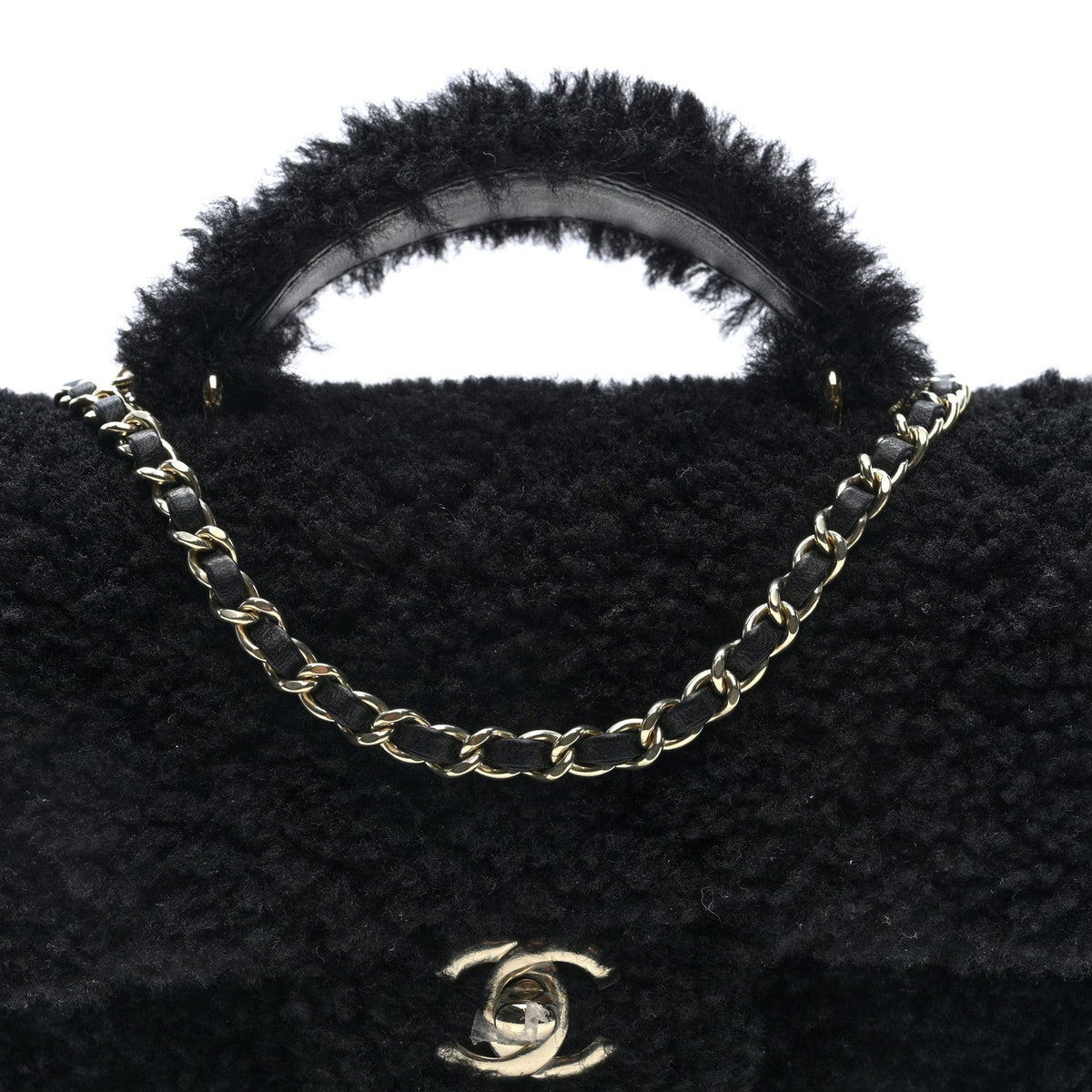 Mini Quilted Shearling Flap Shoulder Bag - Tan