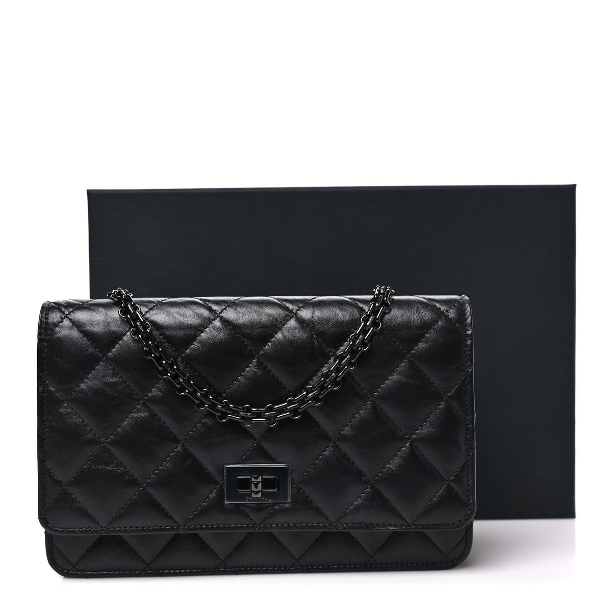 Quilted Calfskin Wallet Bag - Black