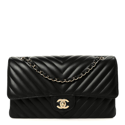 Medium Quilted Lambskin Flap Shoulder Bag - Black