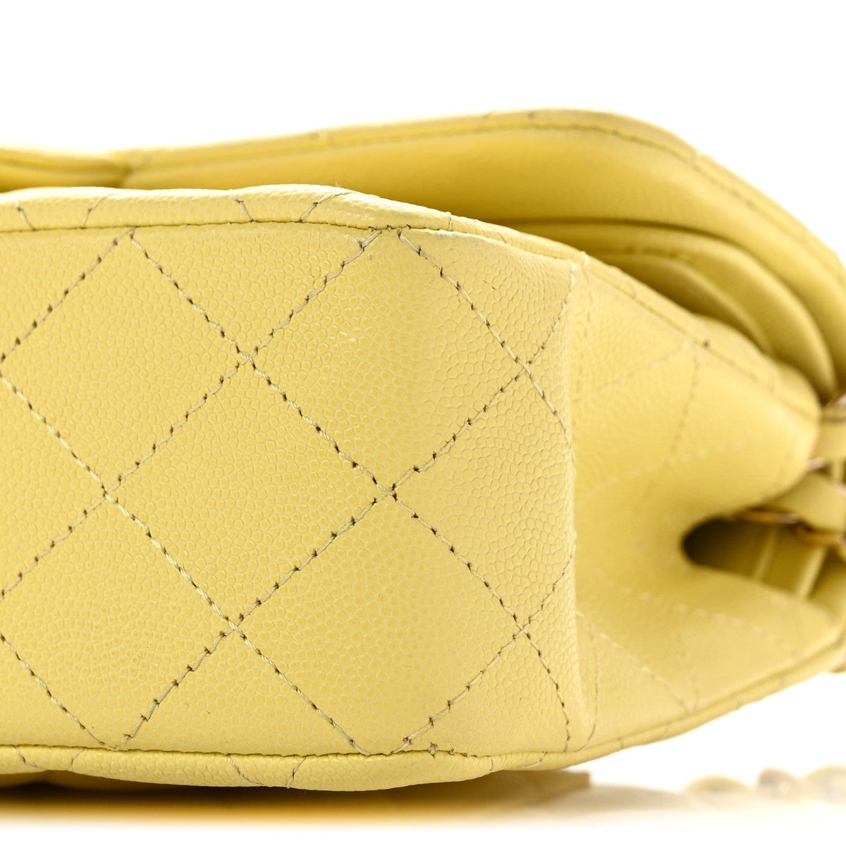 Small Quilted Caviar Flap Shoulder Bag - Yellow