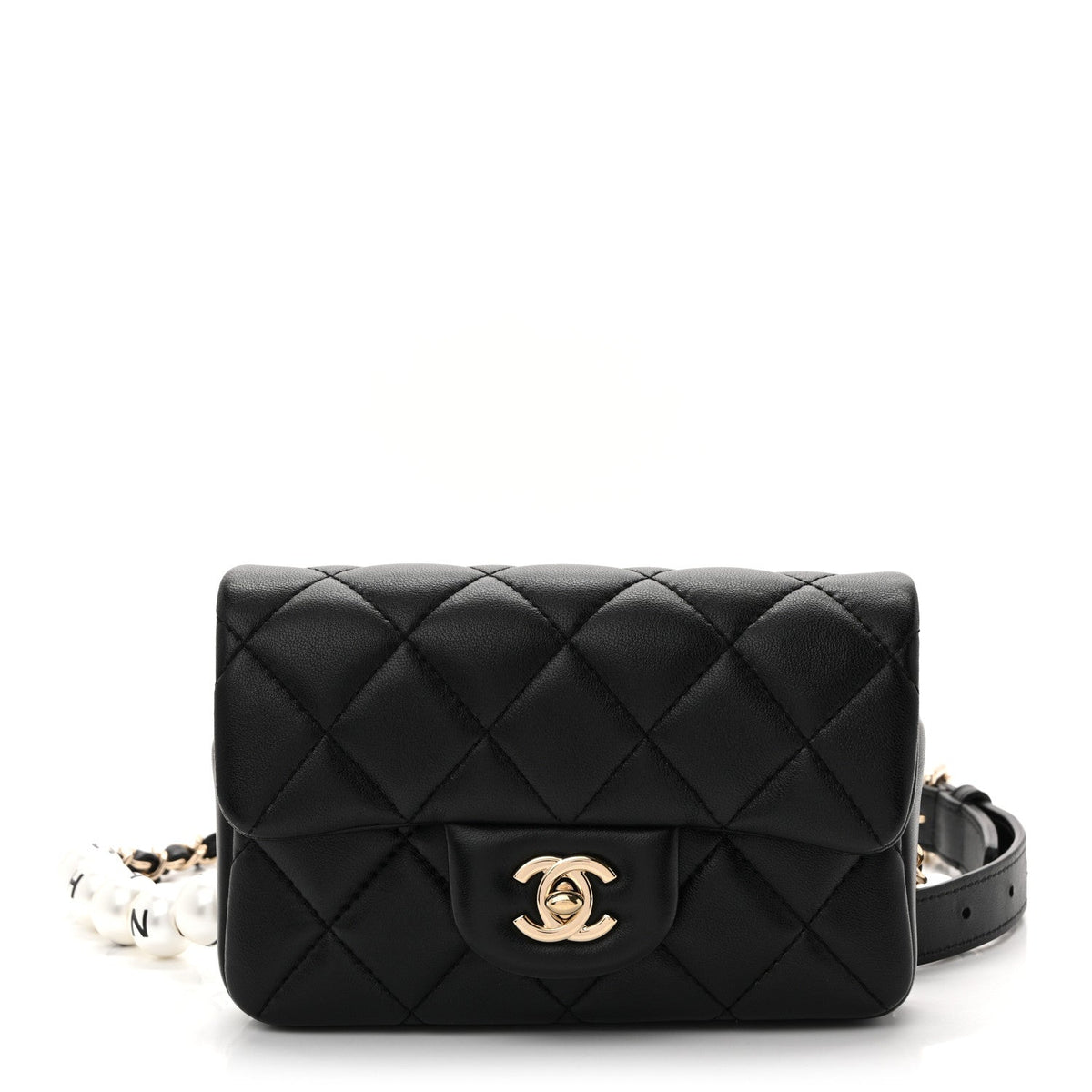 Mini Quilted Lambskin Belt Bag - Black