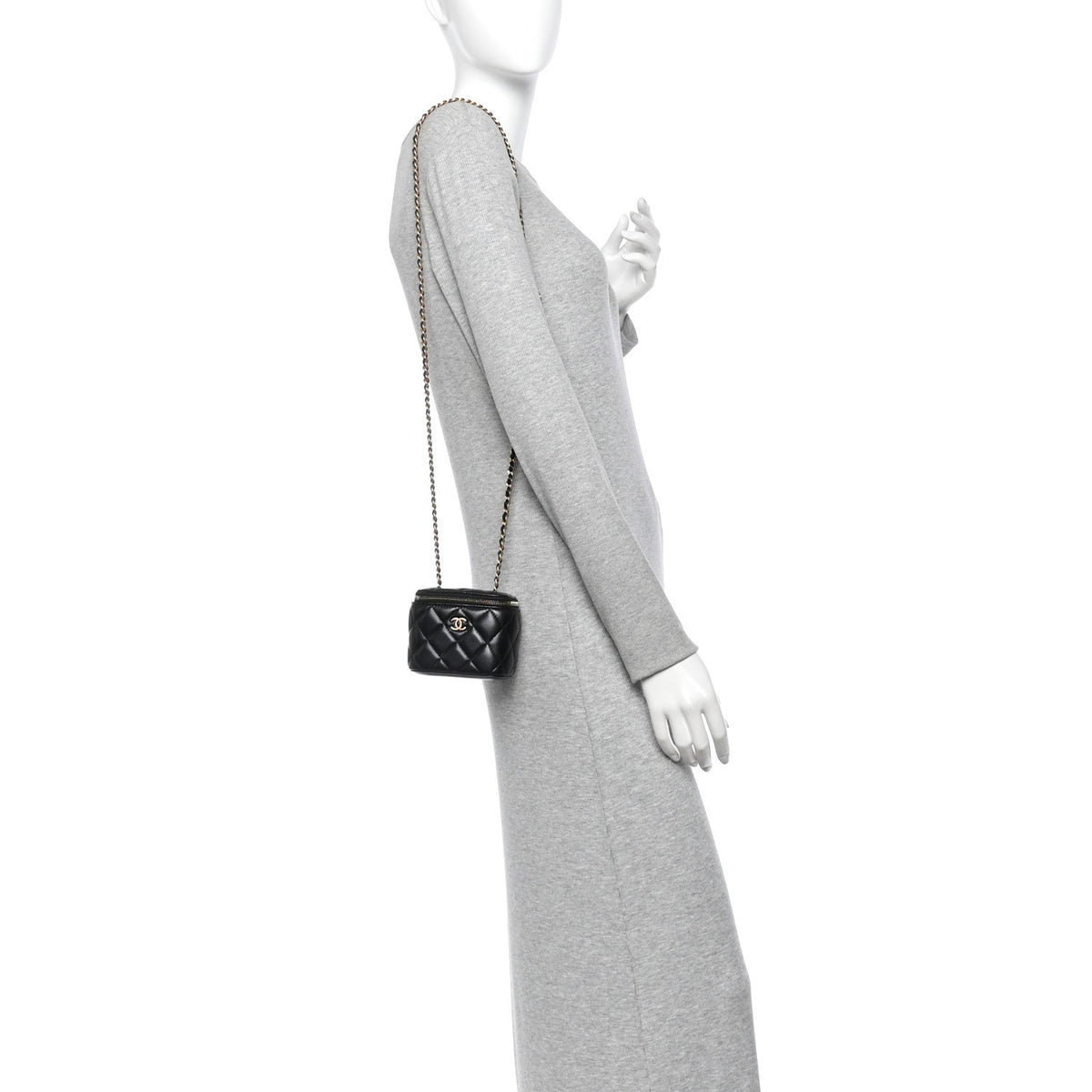 Mini Quilted Lambskin Handbag - Black