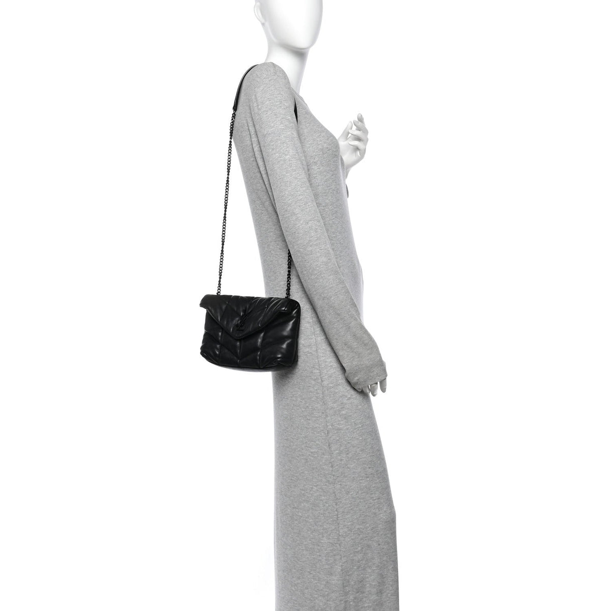 Quilted Lambskin Satchel Bag - Black