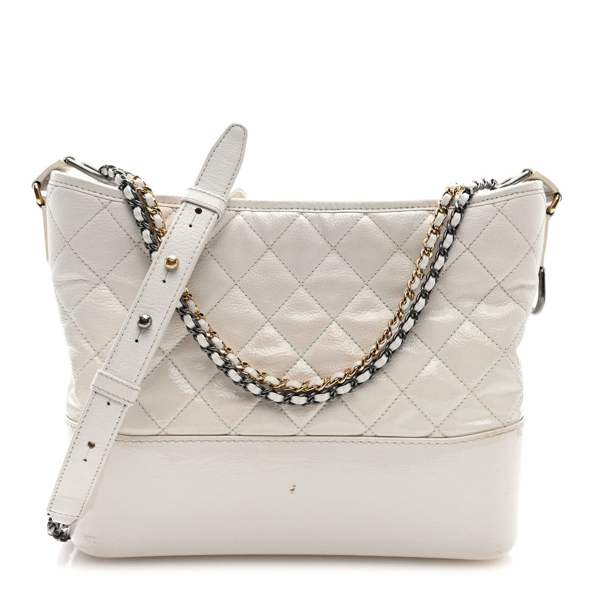 Medium Quilted Goatskin Hobo Bag - White