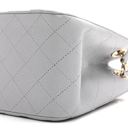 Mini Quilted Caviar Bucket Bag - Grey