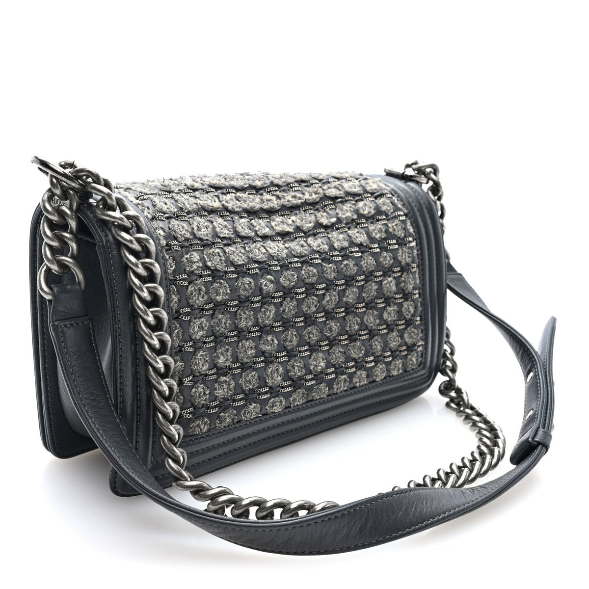 Medium Calfskin Flap Shoulder Bag - Grey