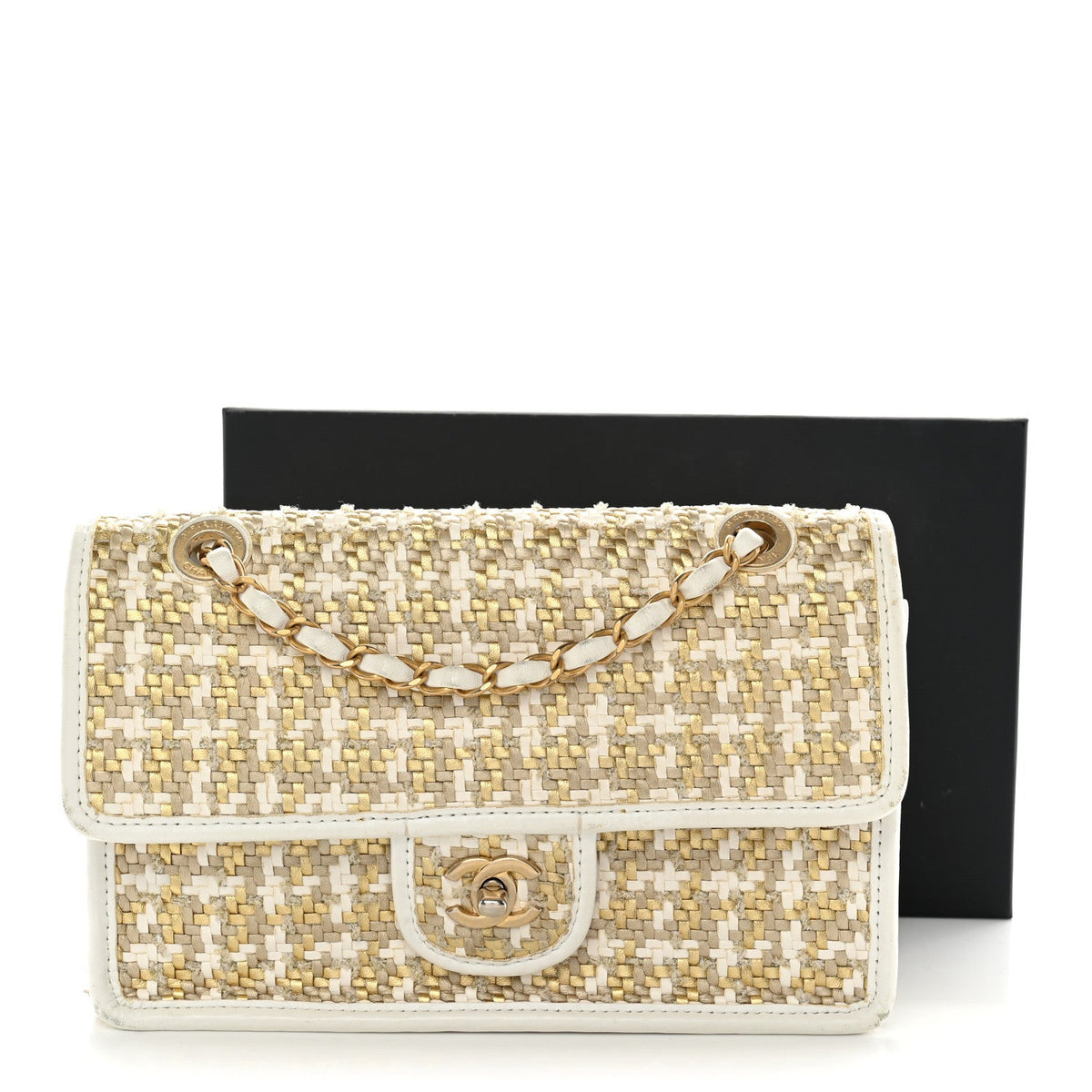 Lambskin Flap Shoulder Bag - Gold