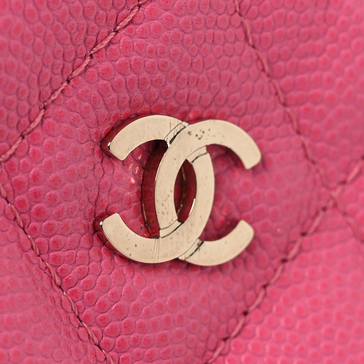 Quilted Caviar Clutch Bag - Pink