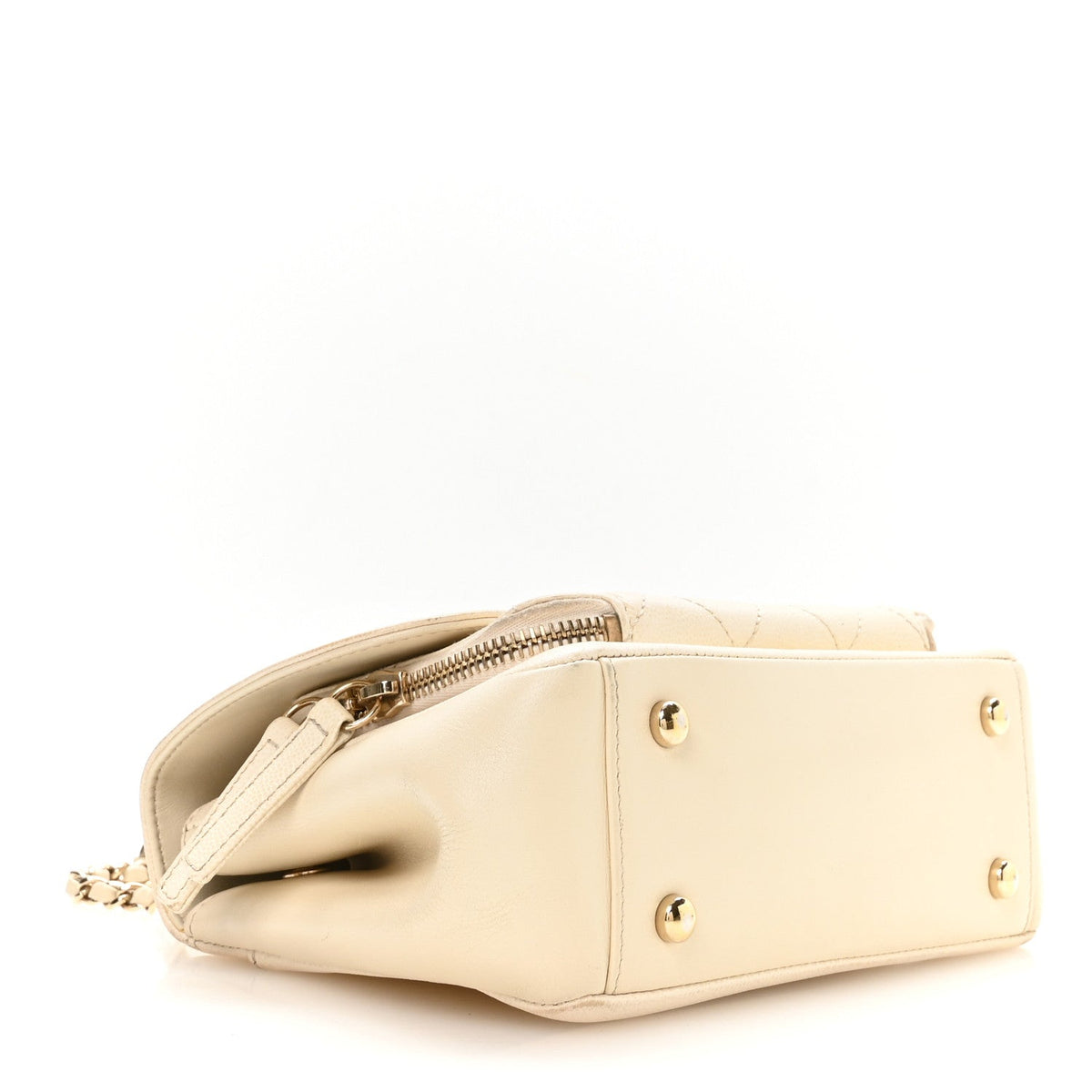 Small Quilted Caviar Flap Shoulder Bag - White