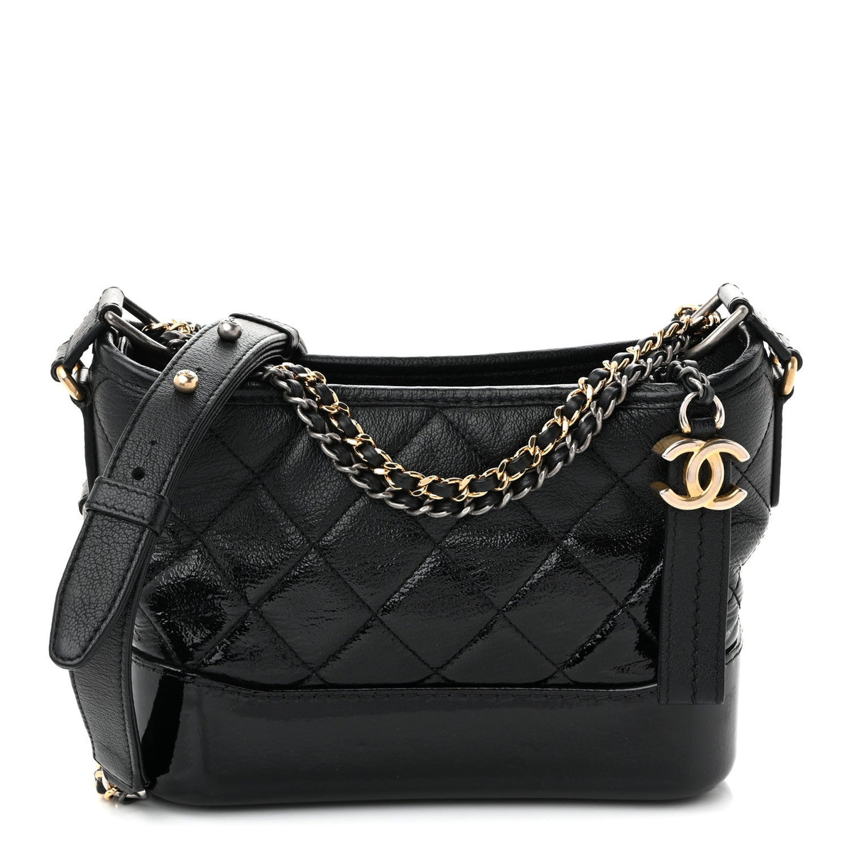 Small Quilted Goatskin Hobo Bag - Black