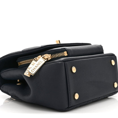 Mini Quilted Caviar Flap Shoulder Bag - Blue