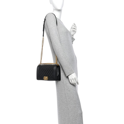Medium Quilted Calfskin Flap Shoulder Bag - Black