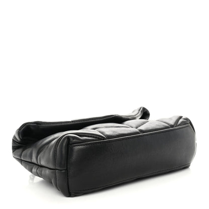 Quilted Lambskin Satchel Bag - Black