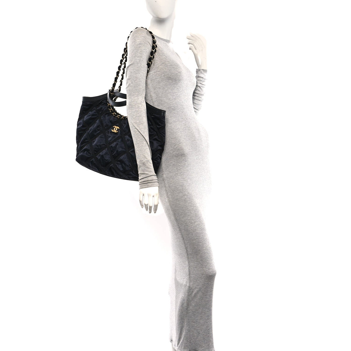 Quilted Nylon Tote Bag - Black