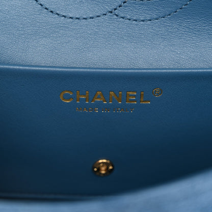 Mini Calfskin Suede Flap Shoulder Bag - Blue