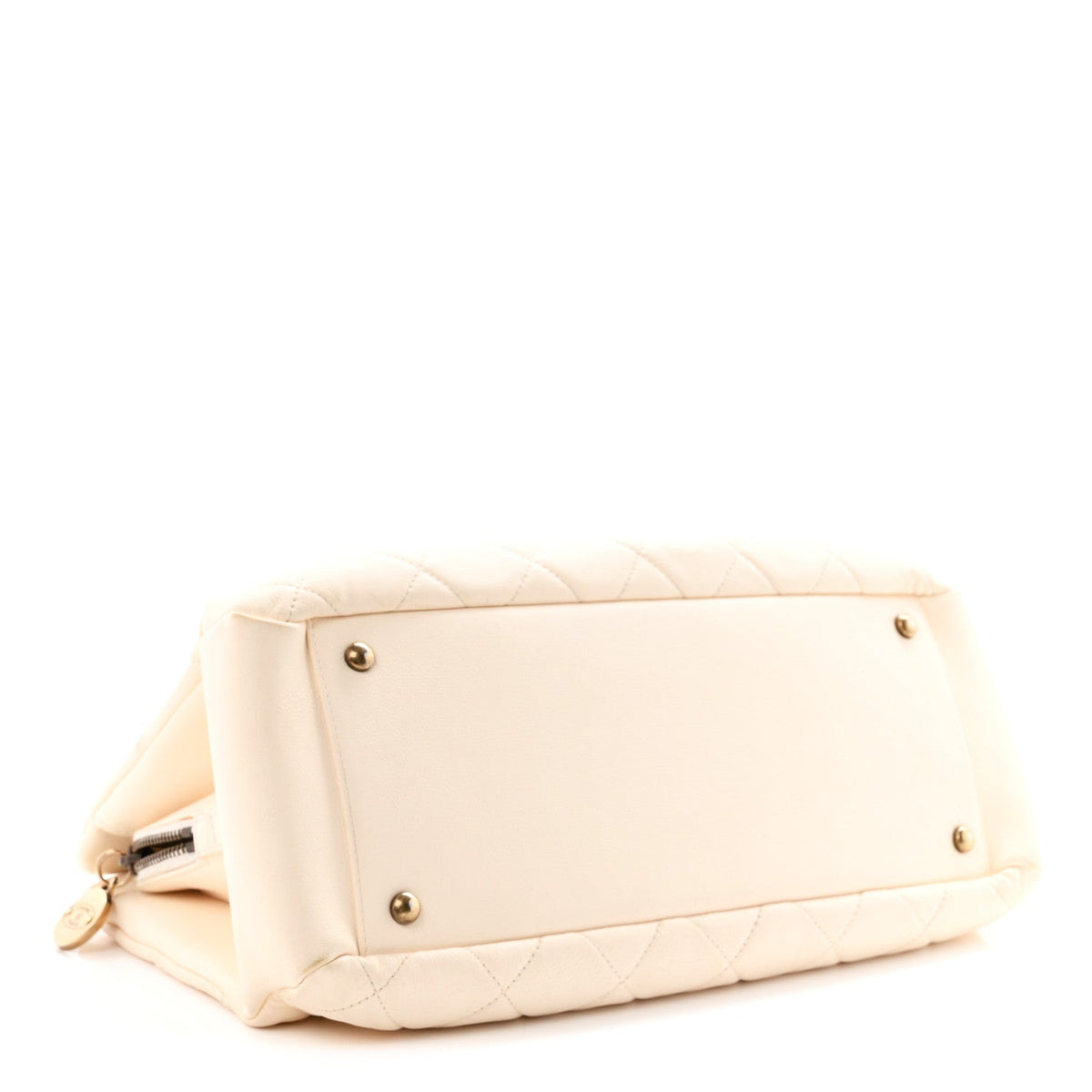 Small Quilted Calfskin Tote Bag - White