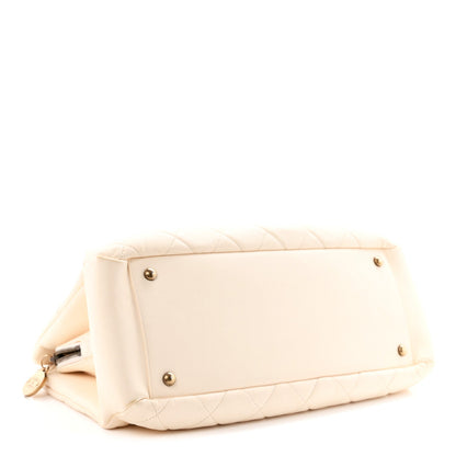 Small Quilted Calfskin Tote Bag - White