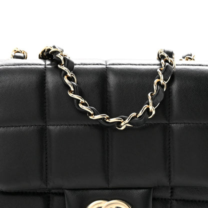 Mini Quilted Lambskin Flap Shoulder Bag - Black