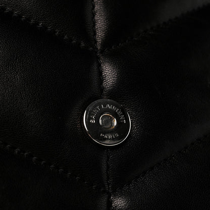 Quilted Lambskin Satchel Bag - Black