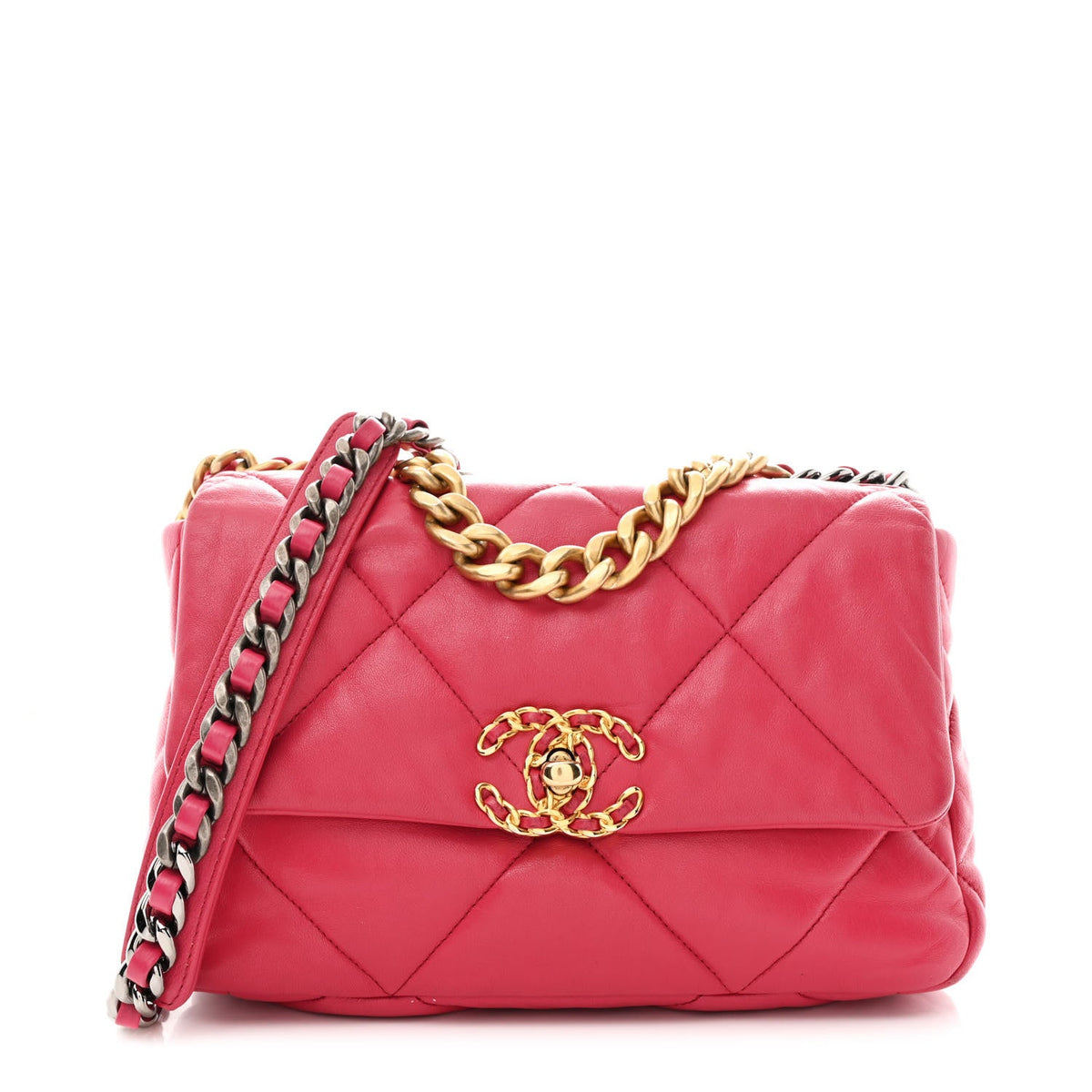 Medium Quilted Lambskin Flap Shoulder Bag - Pink